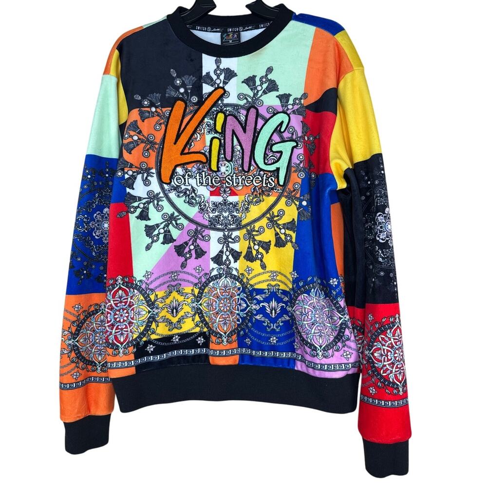 Switch Remarkable Velour Pullover King of the Street Embroidered Medium Geo